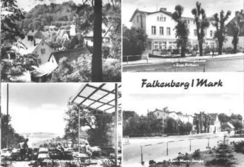 AK, Falklenberg Mark, 4 Abb., u.a. FDGB-Heim, 1976