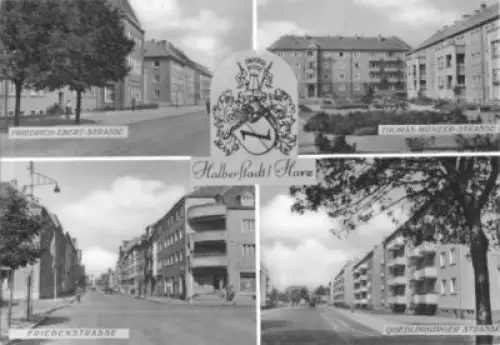 AK, Halberstadt Harz, 4 Abb., u.a. Friedenstrasse, 1970