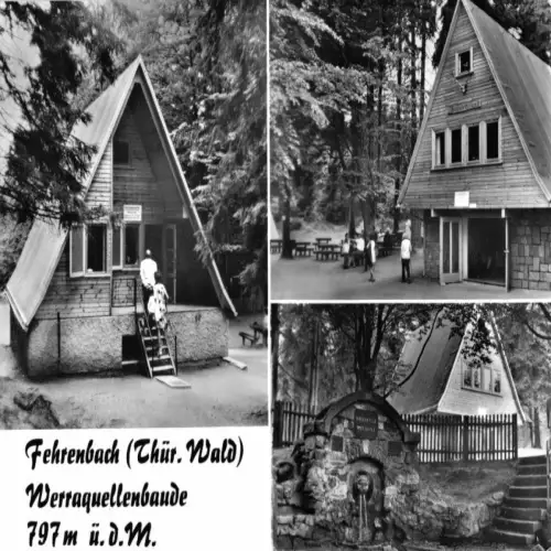 AK, Fehrenbach Thür. Wald, Werraquellbaude, drei Abb., 1981