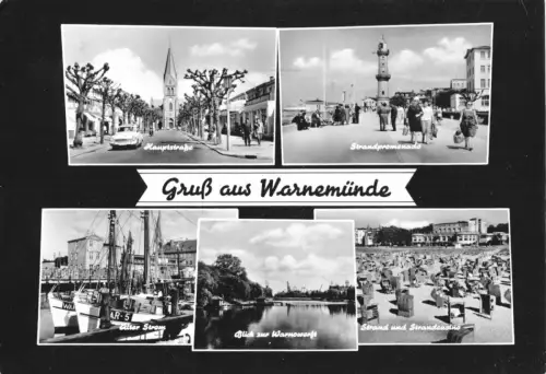 AK, Rostock Warnemünde, fünf Abb., gestaltet, 1965