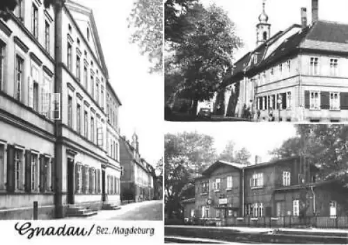 AK, Gnadau, Kr. Schönebeck, 3 Abb., ua. Bahnhof, 1980