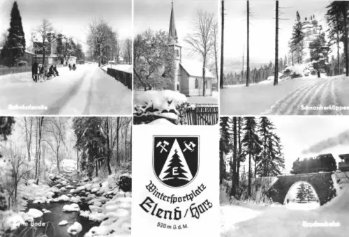 AK, Elend Harz, fünf Winteransichten, 1969