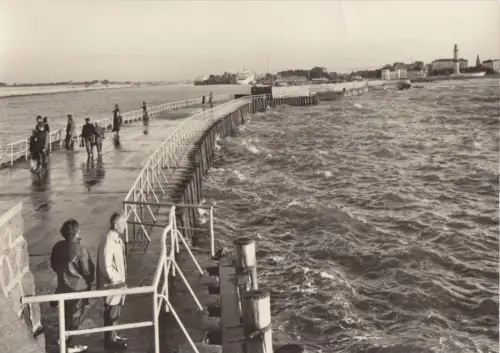 AK, Rostock Warnemünde, Blick von der Mole zur Stadt, 1967