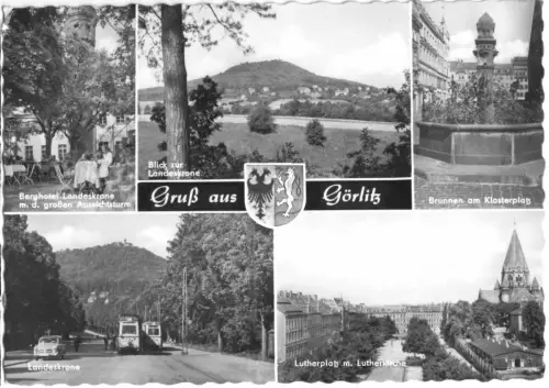 AK, Görlitz, Gruß aus Görlitz, fünf Abb., Wappen, 1966