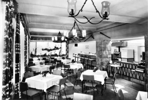 AK, Kyffhäuser, HO-Grillbar am Kyffhäuser-Denkmal, Gastraum, 1975