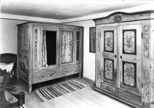 AK, Rudolstadt, Volkskundemuseum "Thür. Bauernhäuser", Bett und Schrank, 1978