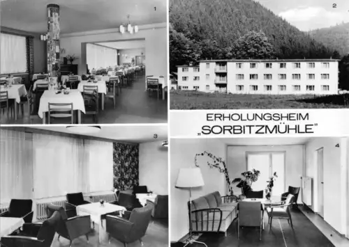AK, Döschnitz Kr. Rudolstadt, Erholungsheim Sorbitzmühle, vier Abb., 1975
