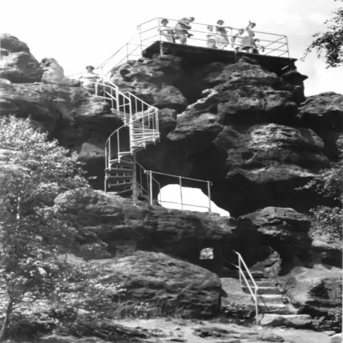 AK, Kurort Oybin, Zittauer Gebirge, Felsentor auf dem Töpfer, 1980