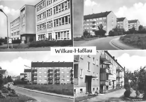 AK, Wilkau-Haßlau, 4 Abb., u.a. Oberschule, 1974