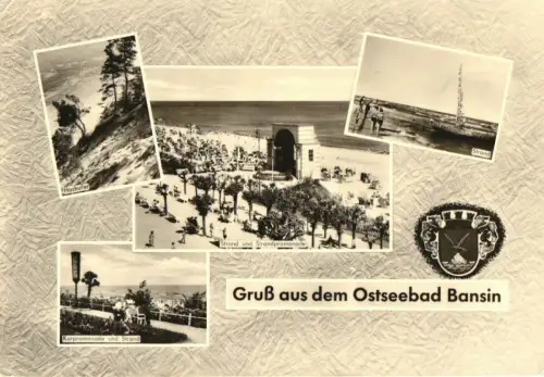 AK, Seebad Bansin Usedom, vier Abb. gestaltet, Wappen, 1962