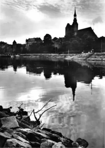 AK, Tangermünde Elbe, stimmungsvolle Elbansicht, 1968