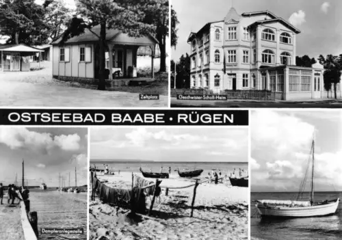 AK, Ostseebad Baabe Rügen, fünf Abb., u.a. Zeltplatz, 1972