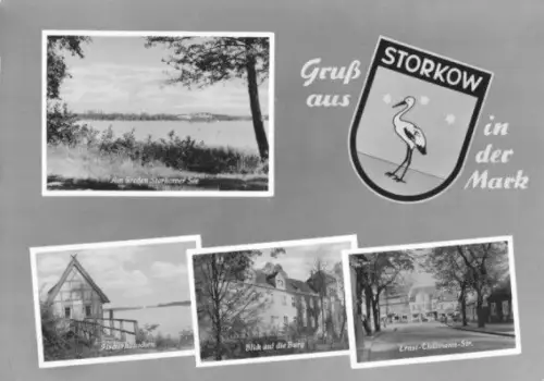 AK, Storkow Mark, vier Abb., Wappen, gestaltet, 1963
