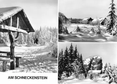 AK, Tannenbergsthal Kr. Klingenthal, Am Schneckenstein, drei Winterabb., 1980