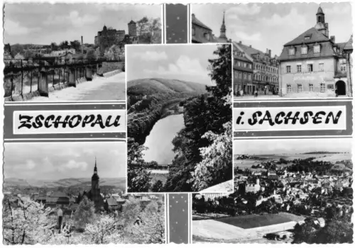 AK, Zschopau Sachs., fünf Abb., gestaltet, 1965