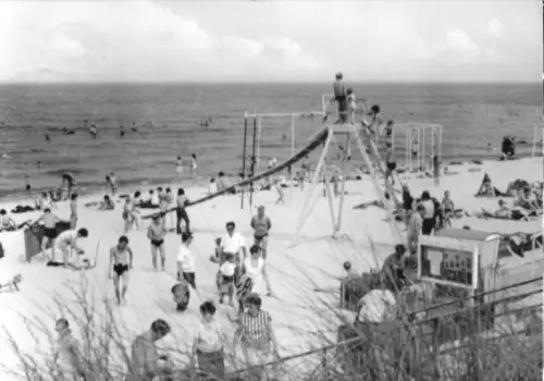 AK, Ostseebad Zinnowitz, Strand belebt, 1972