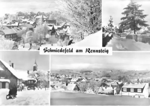 AK, Schmiedefeld am Rennsteig, 4 Winteransichten, 1983