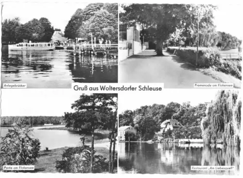 AK, Woltersdorf b. Erkner, Gruß aus Woltersdorfer Schleuse, vier Abb., 1964