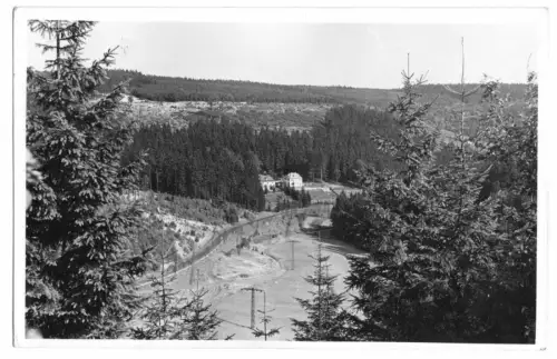 AK, Schmiedefeld am Rennsteig, Teilansicht, Blick von der Bammelbank, 1959