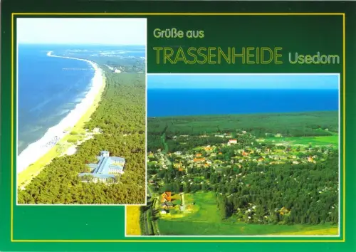 AK, Trassenheide Usedom, zwei Luftbildansichten, um 2000