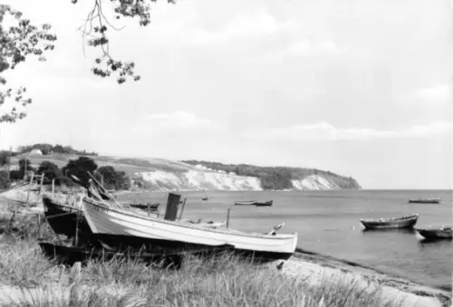 AK, Göhren Rügen, Partie am Südstrand, Boote, 1981