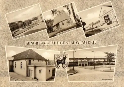 AK, Güstrow, fünf Abb., gestaltet, 1964