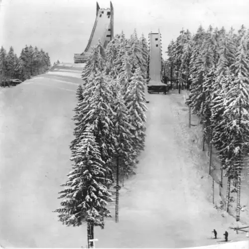 AK, Johanngeorgenstadt Erzgeb., Erzgebirgsschanze und Jugendschanze, 1966