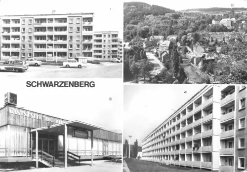 AK, Schwarzenberg, vier Abb., Neubaugebiet, 1980
