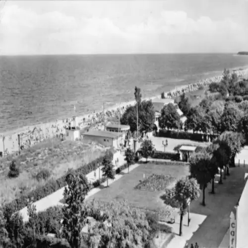 AK, Ostseebad Zinnowitz, Blick zum Strand, 1968