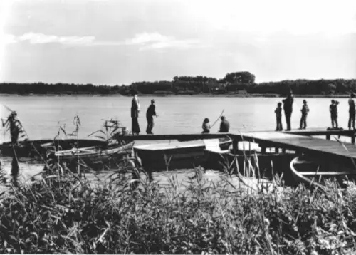 AK, Röbel Müritz, Steg a.d. Müritz, Angler, 1974