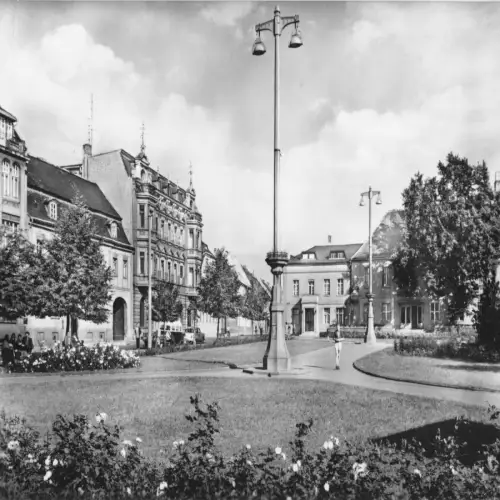 AK, Burg Bez. Magdeburg, Partie am Rolandsplatz, 1966