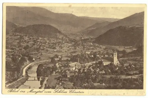 AK, Gernsbach, Blick ins Murgtal vom Schloß Eberstein, um 1924