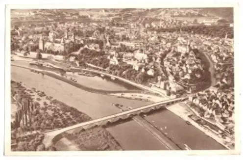 AK, Aschaffenburg, Luftbildansicht, 1934