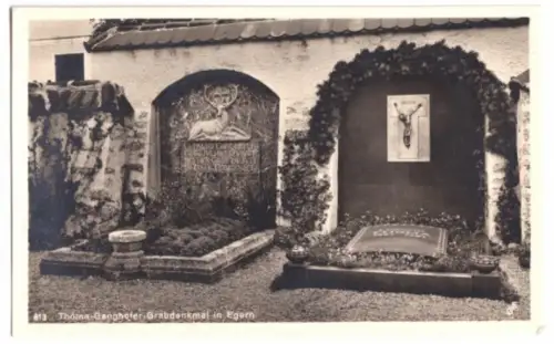 AK, Egern, Thoma - Ganghofer - Grabdenkmal, um 1938