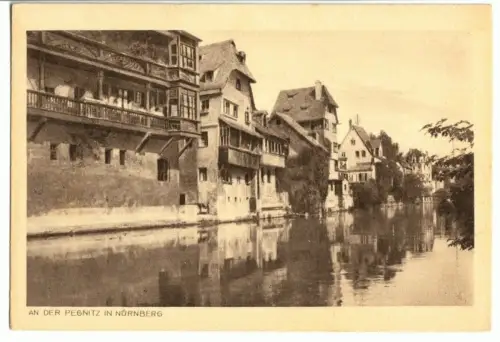 AK, Nürnberg, Partie an der Pegnitz, um 1925