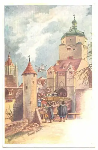 AK, Ulm, Teilansicht, Künstlerkarte, um 1906