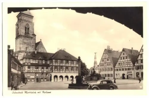 AK, Schwabach, Marktplatz mit Rathaus, ca. 1940