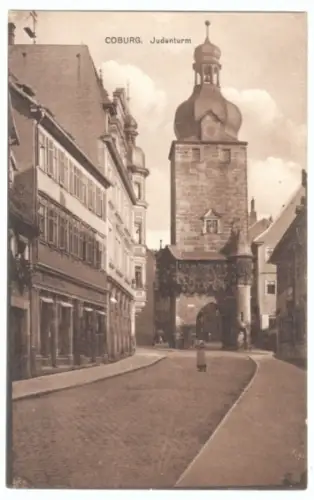 AK, Coburg, Straßenpartie mit Judenturm, 1919