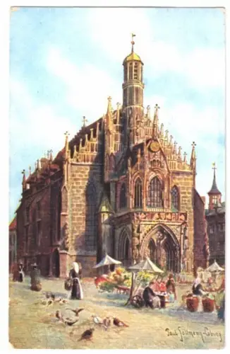 AK, Nürnberg, Frauenkirche, Künstlerkarte, um 1928