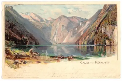 AK, Gruß vom Königsee, Künstlerkarte, 1900