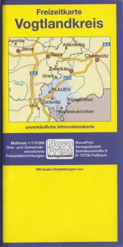 Freizeitkarte, Vogtlandkreis, um 2000