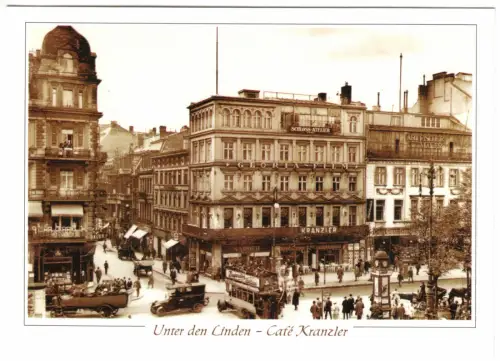 AK, Berlin Mitte, Unter den Linden, Café Kranzler, um 1910, Reprint um 2000