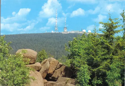 AK, Brocken, Blick zum Gipfel mit Gipfelbebauung, Vers. 3, 1991