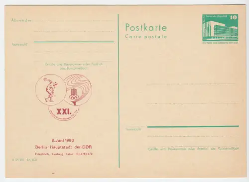 Ganzsache Mi.-Nr. DDR P84 m. Zudr., **, Berlin Prenz. Berg, Olympischer Tag 1983