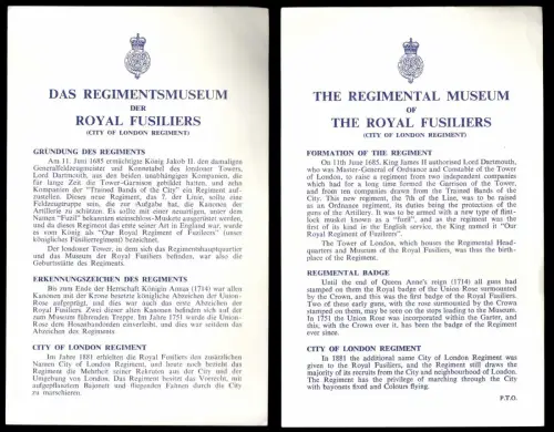Prospekt, London, Das Regimentsmuseum der Royal Fusiliers, um 1955