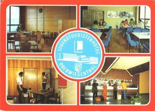 AK, Oberwiesenthal, Jugendtouristenhotel, 4 Abb., 1984
