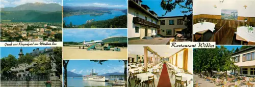 Doppel-AK, Klagenfurt und Hollenburg, Restaurant Widder, um 1978