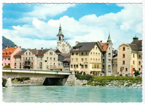 AK, Schwaz, Teilansicht mit Brücke, 1973