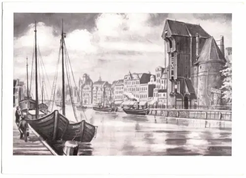 AK, Gdansk, Danzig, Partie mit Krantor, um 1960