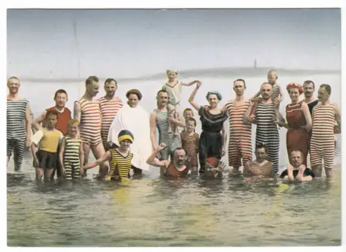 AK, Berlin Wannsee, Badende im Freibad Wannsee, um 1910, Reprint um 1970